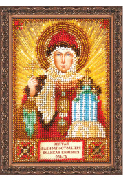 Mini Icon Bead Embroidery Kit on Art Canvas "St. Olga"