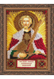 Mini Icon Bead Embroidery Kit on Art Canvas "St. Alexander"