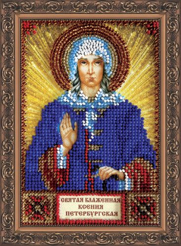 Mini Icon Bead Embroidery Kit on Art Canvas "St. Xenia"