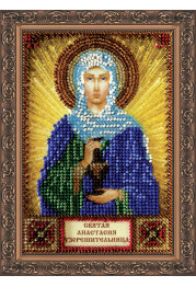 Mini Icon Bead Embroidery Kit on Art Canvas "St. Anastasia"