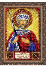 Mini Icon Bead Embroidery Kit on Art Canvas "St. Constantine"