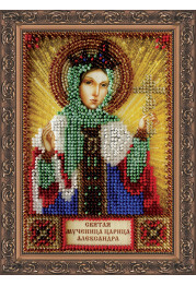 Mini Icon Bead Embroidery Kit on Art Canvas "St. Alexandra"