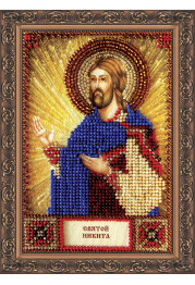 Mini Icon Bead Embroidery Kit on Art Canvas "St. Nikita"