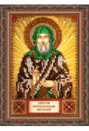 Mini Icon Bead Embroidery Kit on Art Canvas "St. Vitaly"