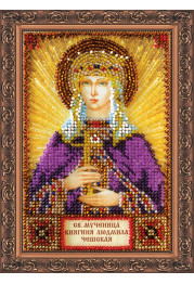 Mini Icon Bead Embroidery Kit on Art Canvas "St. Ludmila"