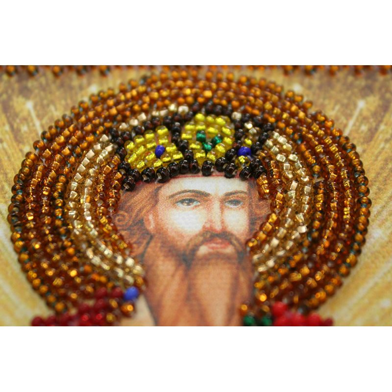 Mini Icon Bead Embroidery Kit on Art Canvas "St. Vyacheslav"