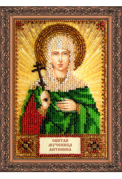 Mini Icon Bead Embroidery Kit on Art Canvas "St. Antonina"