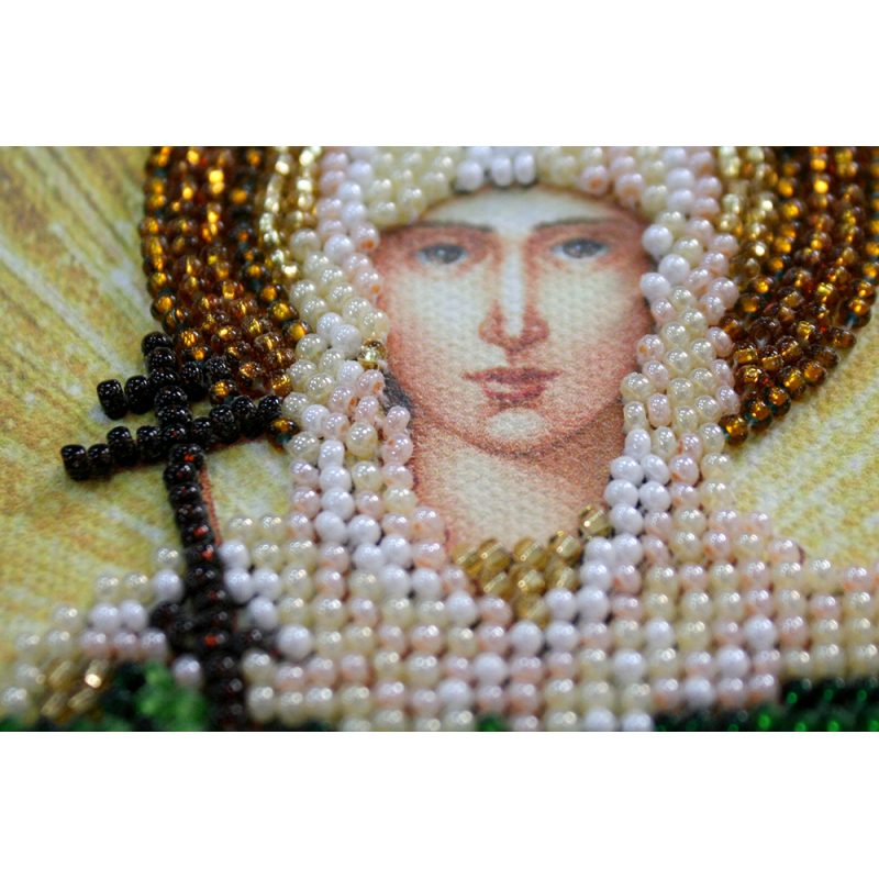 Mini Icon Bead Embroidery Kit on Art Canvas "St. Antonina"