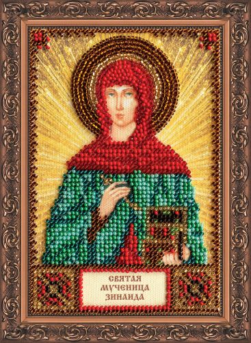 Mini Icon Bead Embroidery Kit on Art Canvas "St. Zinaida"