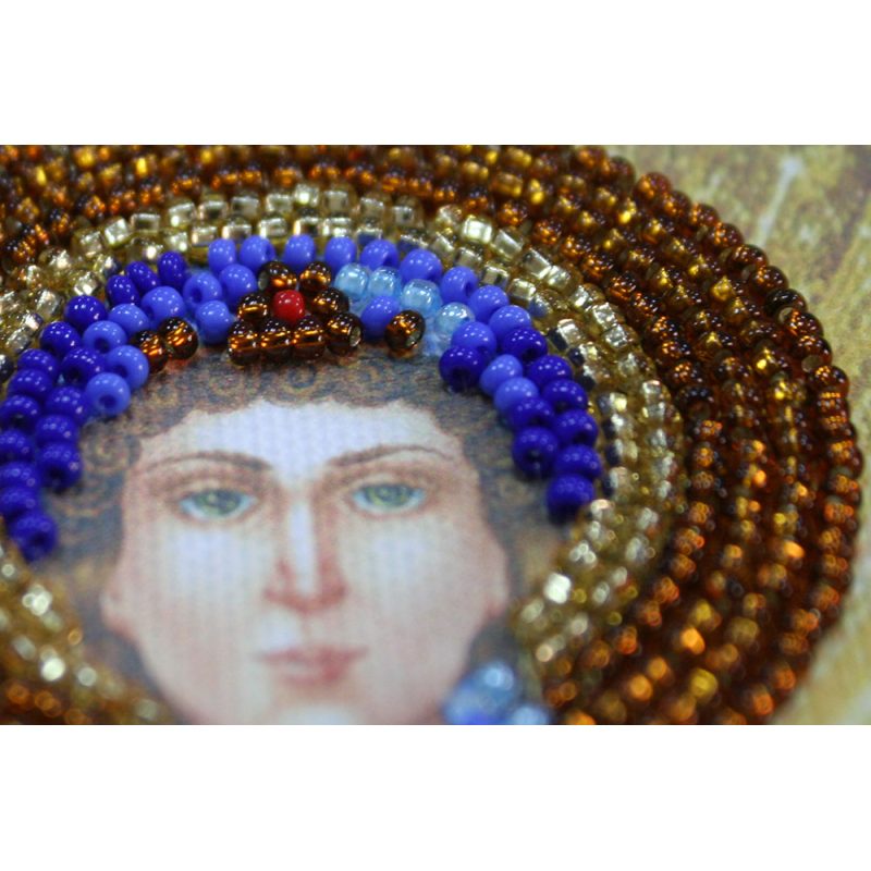 Mini Icon Bead Embroidery Kit on Art Canvas "St. Pelagia"