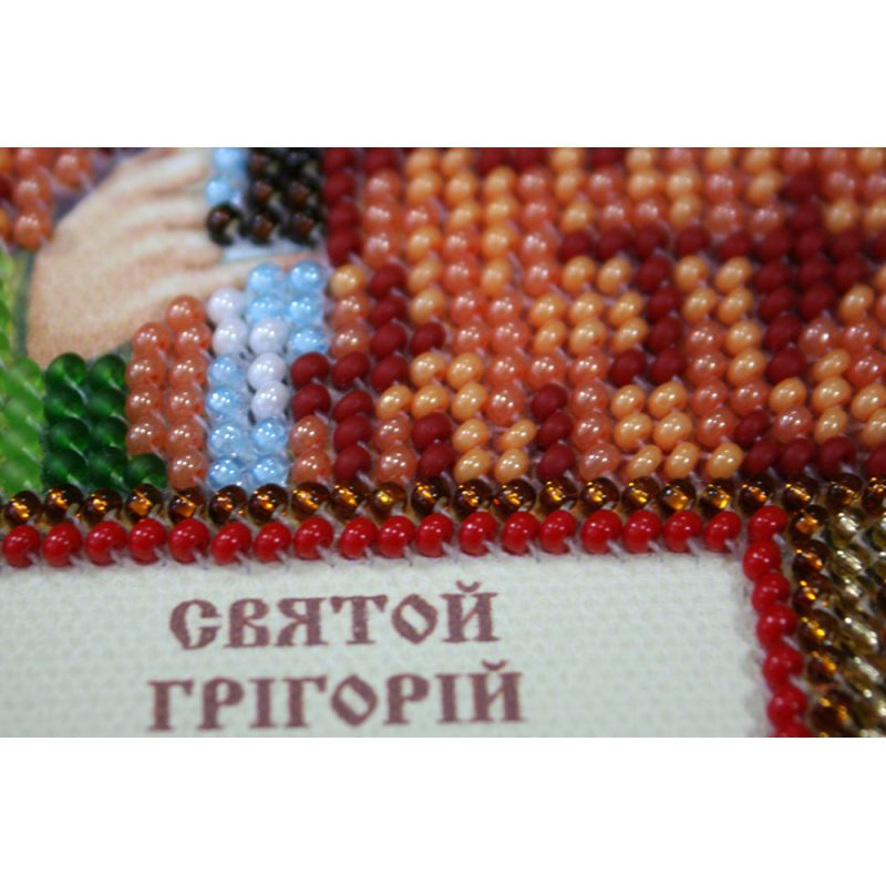 Mini Icon Bead Embroidery Kit on Art Canvas "St. Gregory"