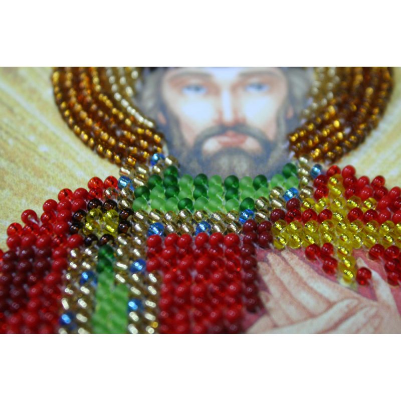 Mini Icon Bead Embroidery Kit on Art Canvas "St. Vladislav"