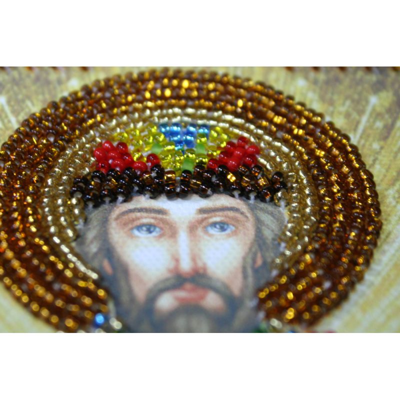 Mini Icon Bead Embroidery Kit on Art Canvas "St. Vladislav"