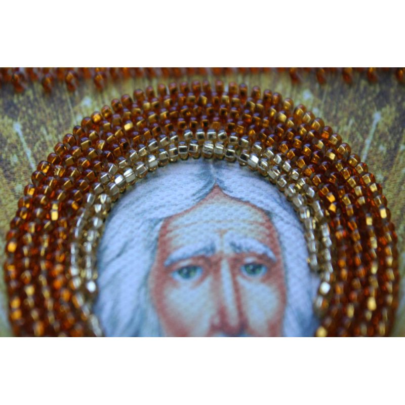 Mini Icon Bead Embroidery Kit on Art Canvas "St. Macarius"