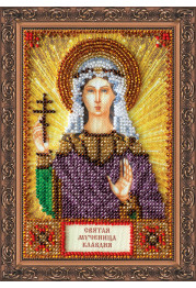 Mini Icon Bead Embroidery Kit on Art Canvas "St. Claudia"