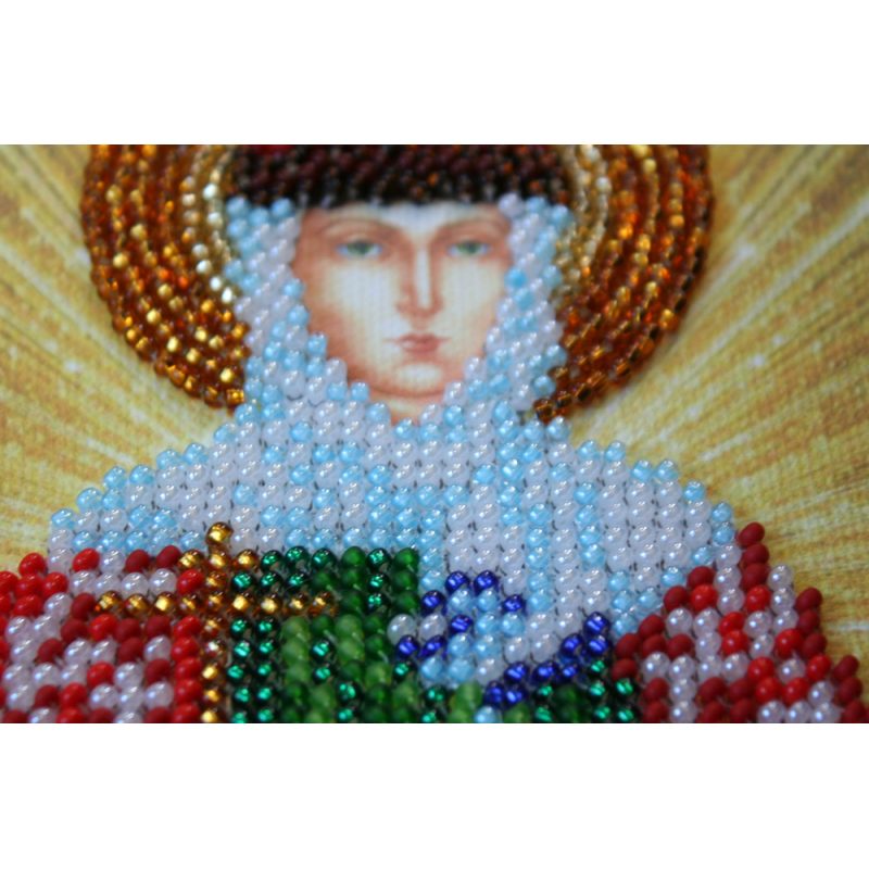 Mini Icon Bead Embroidery Kit on Art Canvas "St. Juliana"