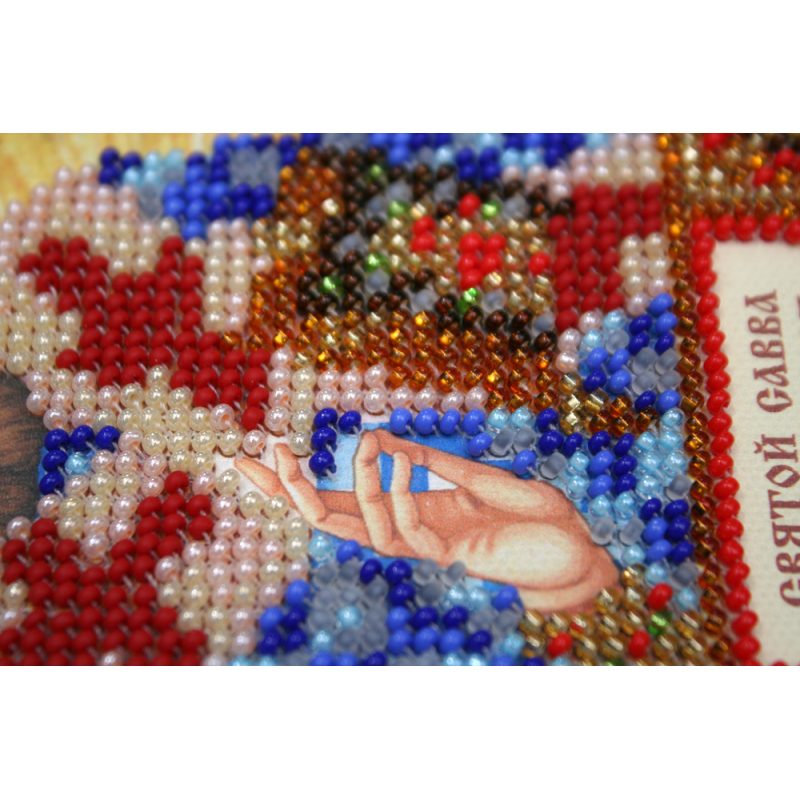 Mini Icon Bead Embroidery Kit on Art Canvas "St. Savely"