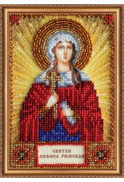 Mini Icon Bead Embroidery Kit on Art Canvas "St. Anfisa"