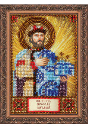 Mini Icon Bead Embroidery Kit on Art Canvas "St. Yaroslav"