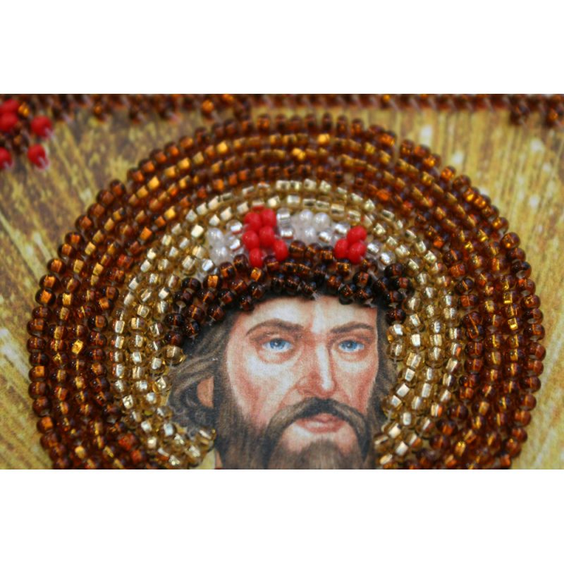 Mini Icon Bead Embroidery Kit on Art Canvas "St. Yaroslav"