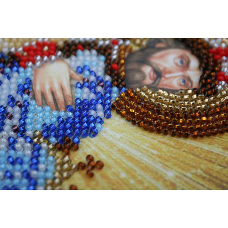 Mini Icon Bead Embroidery Kit on Art Canvas "St. Yaroslav"