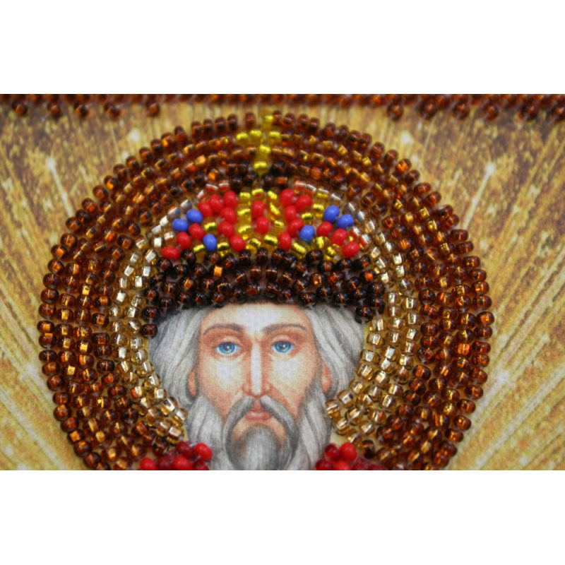 Mini Icon Bead Embroidery Kit on Art Canvas "St. Vsevolod"