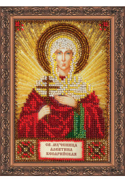 Mini Icon Bead Embroidery Kit on Art Canvas "St. Alevtina"