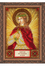 Mini Icon Bead Embroidery Kit on Art Canvas "St. Agnes"