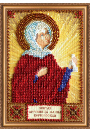 Mini Icon Bead Embroidery Kit on Art Canvas "St. Faina"
