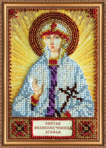 Mini Icon Bead Embroidery Kit on Art Canvas "St.Agatha"