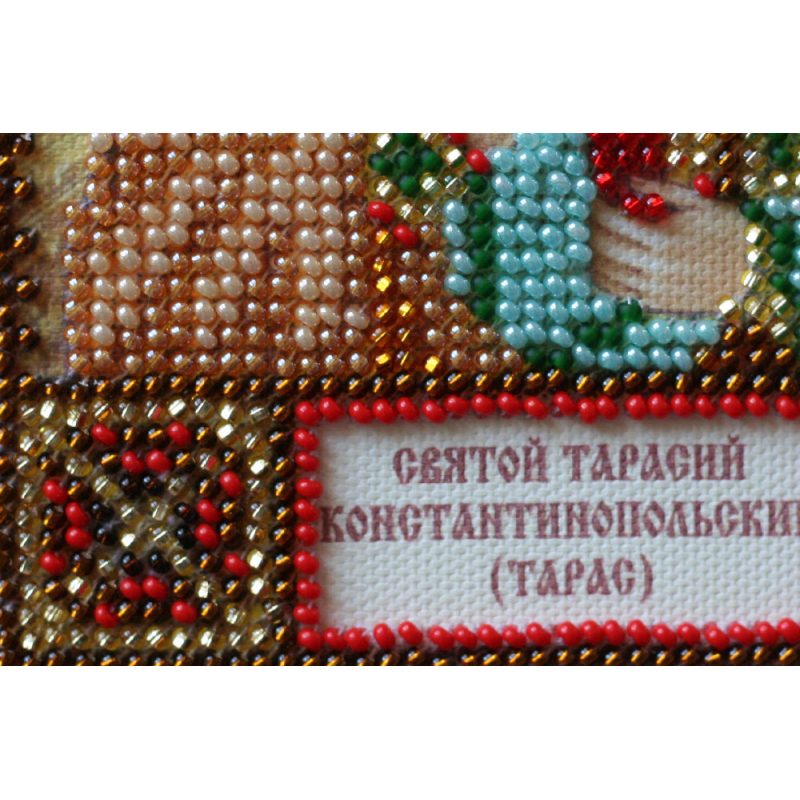 Mini Icon Bead Embroidery Kit on Art Canvas "St. Tarasius (Taras)"