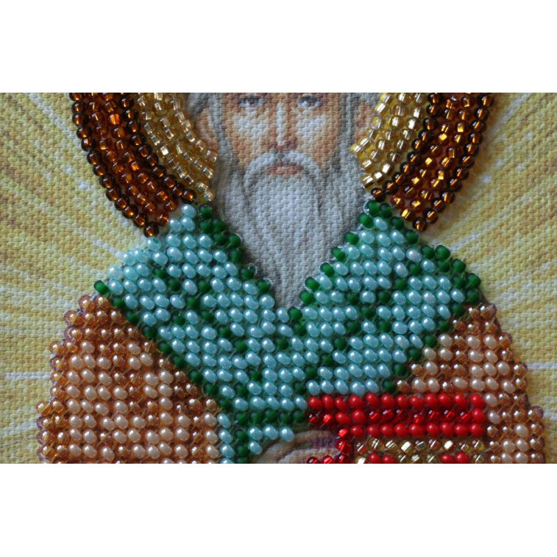 Mini Icon Bead Embroidery Kit on Art Canvas "St. Tarasius (Taras)"