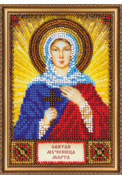 Mini Icon Bead Embroidery Kit on Art Canvas "St. Martha"