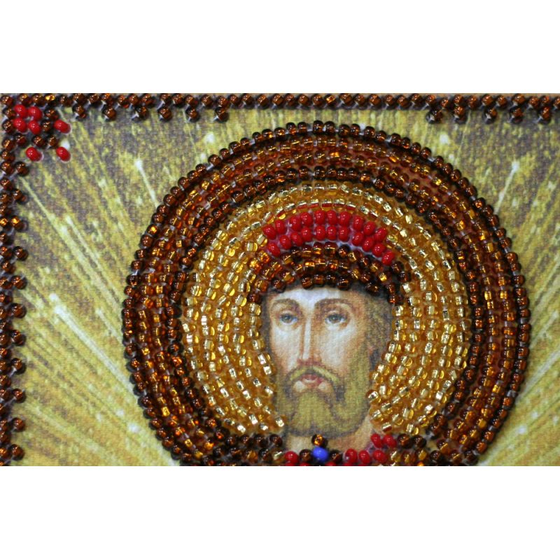 Mini Icon Bead Embroidery Kit on Art Canvas "St. Svyatoslav"