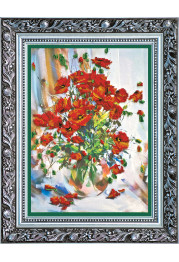 Bead Embroidery Kit on Art Canvas "Poppies"