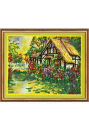 Bead Embroidery Kit on Art Canvas "The old bridge"
