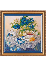 Bead Embroidery Kit on Art Canvas "Forget-me-nots"