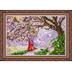 Bead Embroidery Kit on Art Canvas "Sakura"