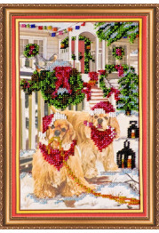 Bead Embroidery Kit on Art Canvas "Christmas Morning"