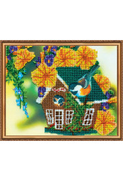 Bead Embroidery Kit on Art Canvas "In the garden – 1"