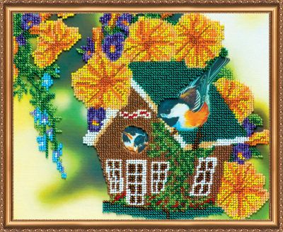 Bead Embroidery Kit on Art Canvas "In the garden – 1"