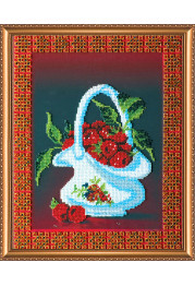 Bead Embroidery Kit on Art Canvas "Raspberry"