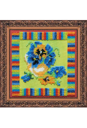 Bead Embroidery Kit on Art Canvas "Pansies"