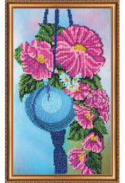 Bead Embroidery Kit on Art Canvas "Hibiscus"
