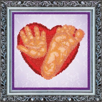 Bead Embroidery Kit on Art Canvas "Baby imprints (boy)"