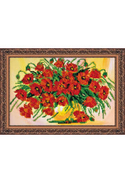 Bead Embroidery Kit on Art Canvas "Scarlet glow"