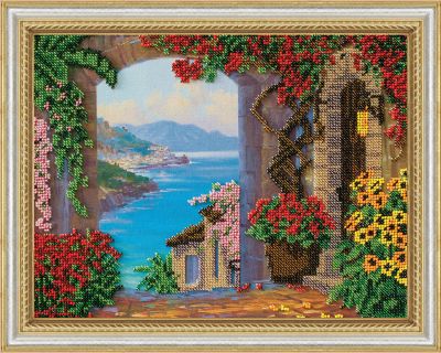 Bead Embroidery Kit on Art Canvas "Alupka"