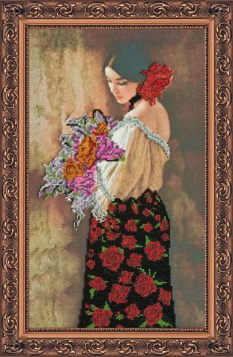 Bead Embroidery Kit on Art Canvas "Marcela"