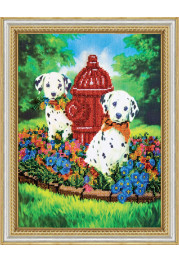 Bead Embroidery Kit on Art Canvas "Dalmatians"