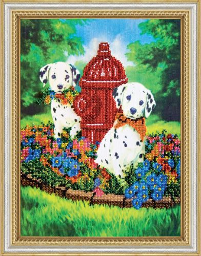 Bead Embroidery Kit on Art Canvas "Dalmatians"